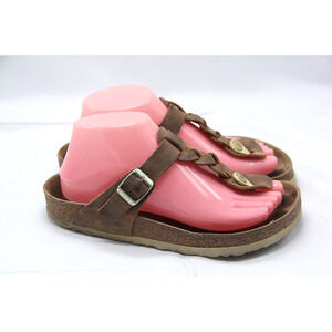 Birkenstock Gizeh Braided Sandals Women's Size EU 37 US 6-6.5 Cognac Brown Thong